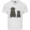 Newfoundland Dog With Puppy Mens V-Neck Cotton T-Shirt White