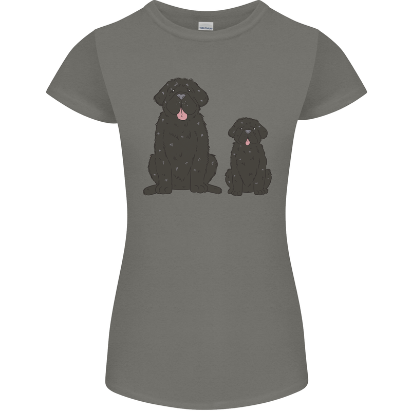 Newfoundland Dog With Puppy Womens Petite Cut T-Shirt Charcoal