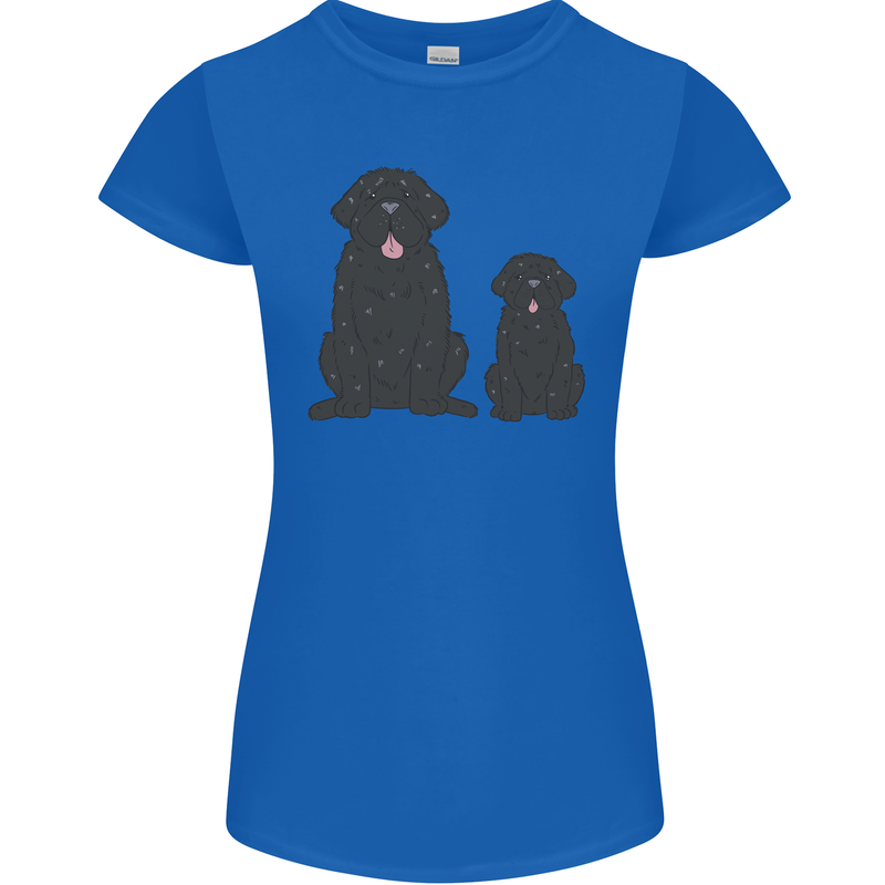 Newfoundland Dog With Puppy Womens Petite Cut T-Shirt Royal Blue