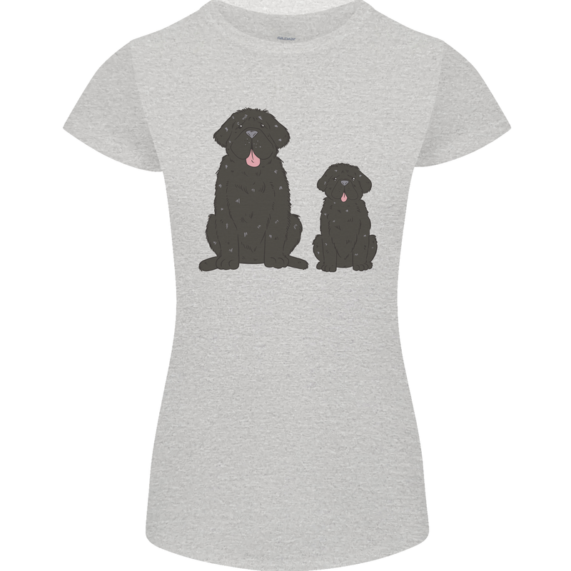Newfoundland Dog With Puppy Womens Petite Cut T-Shirt Sports Grey