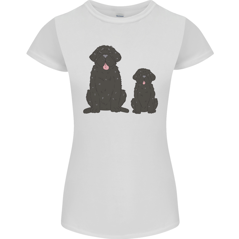 Newfoundland Dog With Puppy Womens Petite Cut T-Shirt White