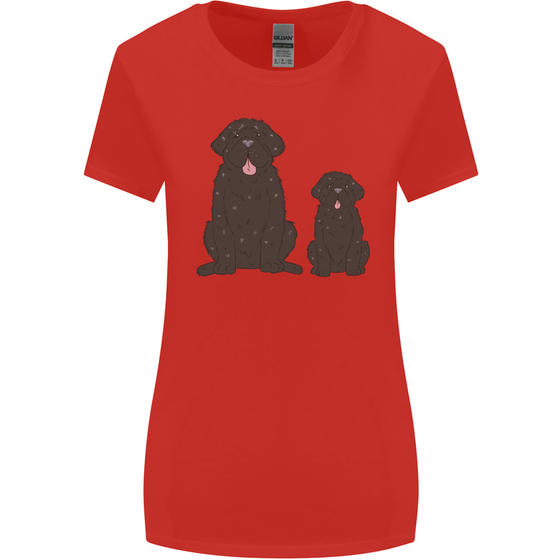 Newfoundland Dog With Puppy Womens Wider Cut T-Shirt Red