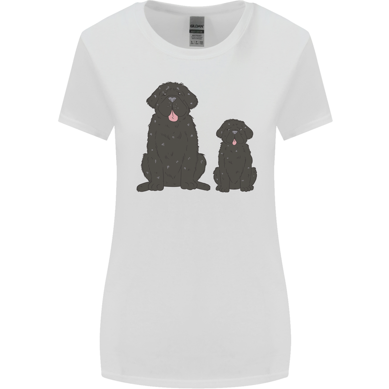 Newfoundland Dog With Puppy Womens Wider Cut T-Shirt White