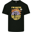 Nicer After Pilates Funny Yoga Dog Mens Cotton T-Shirt Tee Top Black