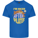 Nicer After Pilates Funny Yoga Dog Mens Cotton T-Shirt Tee Top Royal Blue