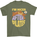 Nicer After Pilates Funny Yoga Dog Mens T-Shirt 100% Cotton Military Green