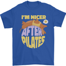 Nicer After Pilates Funny Yoga Dog Mens T-Shirt 100% Cotton Royal Blue