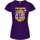 Nicer After Pilates Funny Yoga Dog Womens Petite Cut T-Shirt Purple