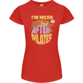 Nicer After Pilates Funny Yoga Dog Womens Petite Cut T-Shirt Red