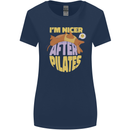 Nicer After Pilates Funny Yoga Dog Womens Wider Cut T-Shirt Navy Blue