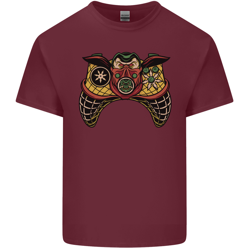 Ninja Joypad Joystick Video Games Gamer Gaming Mens Cotton T-Shirt Tee Top Maroon