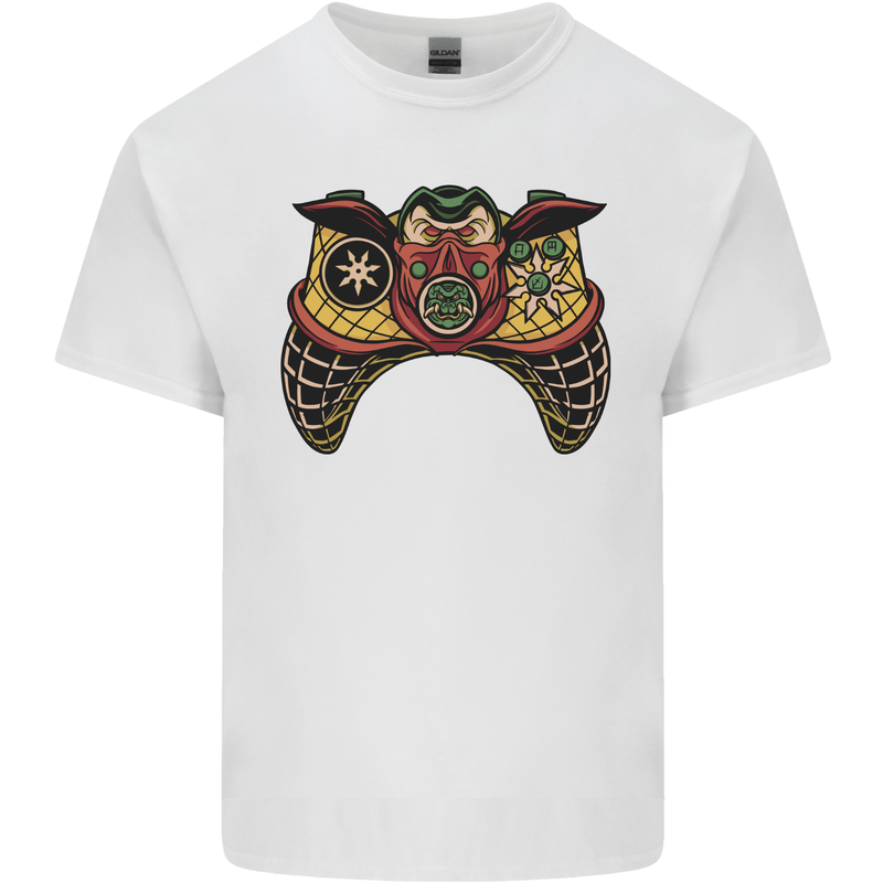 Ninja Joypad Joystick Video Games Gamer Gaming Mens Cotton T-Shirt Tee Top White