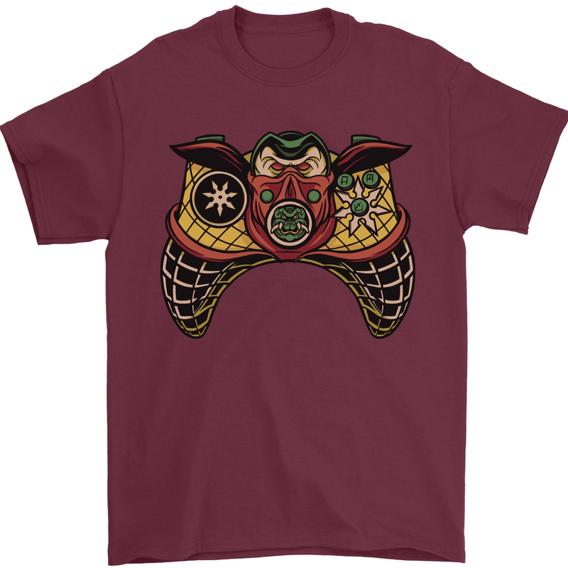 Ninja Joypad Joystick Video Games Gamer Gaming Mens T-Shirt 100% Cotton Maroon