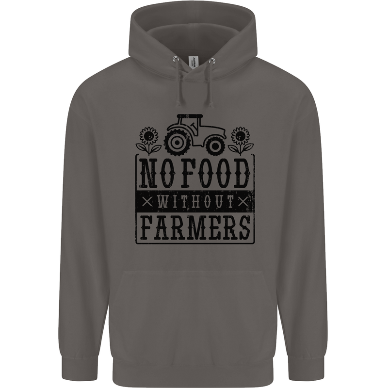No Food Without Farmers Farming Mens 80% Cotton Hoodie Charcoal