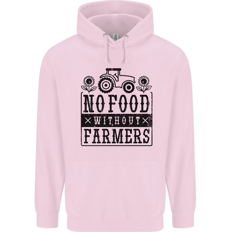 No Food Without Farmers Farming Mens 80% Cotton Hoodie Light Pink