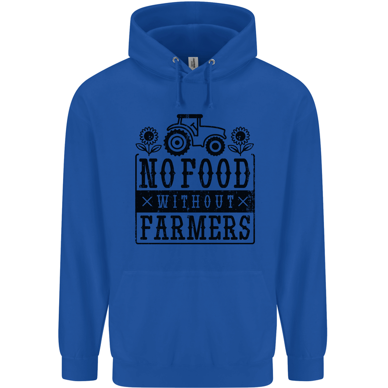 No Food Without Farmers Farming Mens 80% Cotton Hoodie Royal Blue