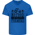 No Food Without Farmers Farming Mens V-Neck Cotton T-Shirt Royal Blue