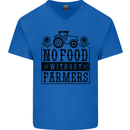 No Food Without Farmers Farming Mens V-Neck Cotton T-Shirt Royal Blue