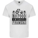 No Food Without Farmers Farming Mens V-Neck Cotton T-Shirt White