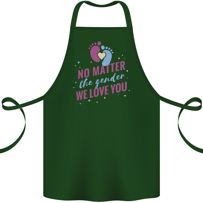 No Matter the Gender New Baby Pregnancy Pregnant Cotton Apron 100% Organic Forest Green