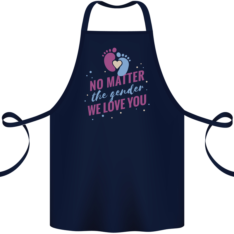 No Matter the Gender New Baby Pregnancy Pregnant Cotton Apron 100% Organic Navy Blue
