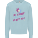 No Matter the Gender New Baby Pregnancy Pregnant Kids Sweatshirt Jumper Light Blue