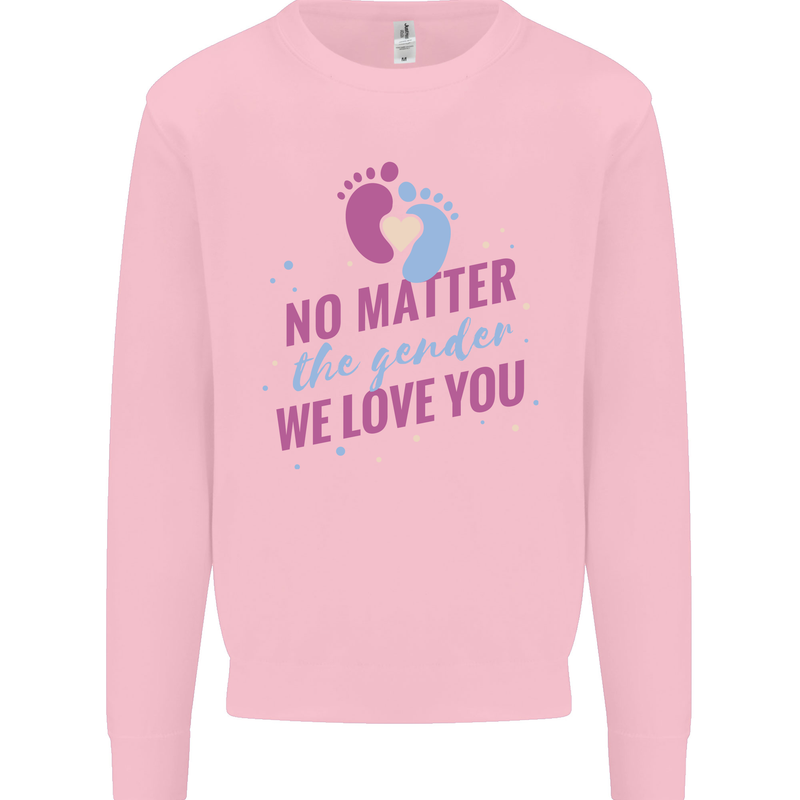 No Matter the Gender New Baby Pregnancy Pregnant Kids Sweatshirt Jumper Light Pink