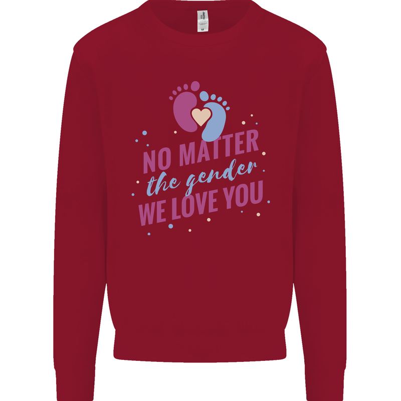 No Matter the Gender New Baby Pregnancy Pregnant Kids Sweatshirt Jumper Red