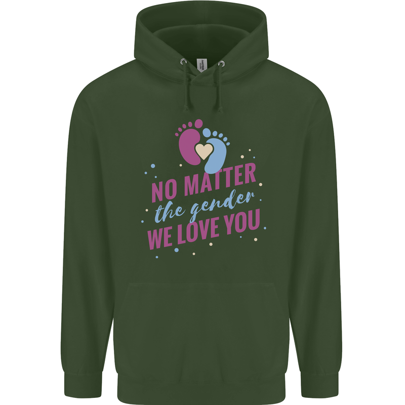 No Matter the Gender New Baby Pregnancy Pregnant Mens 80% Cotton Hoodie Forest Green