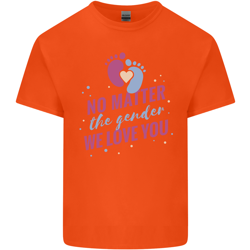 No Matter the Gender New Baby Pregnancy Pregnant Mens Cotton T-Shirt Tee Top Orange