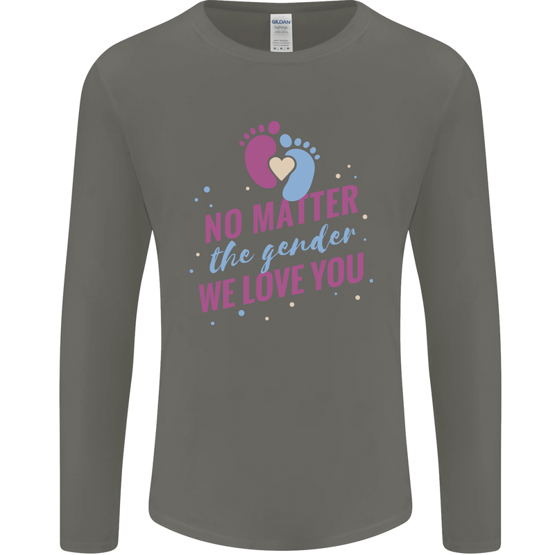 No Matter the Gender New Baby Pregnancy Pregnant Mens Long Sleeve T-Shirt Charcoal