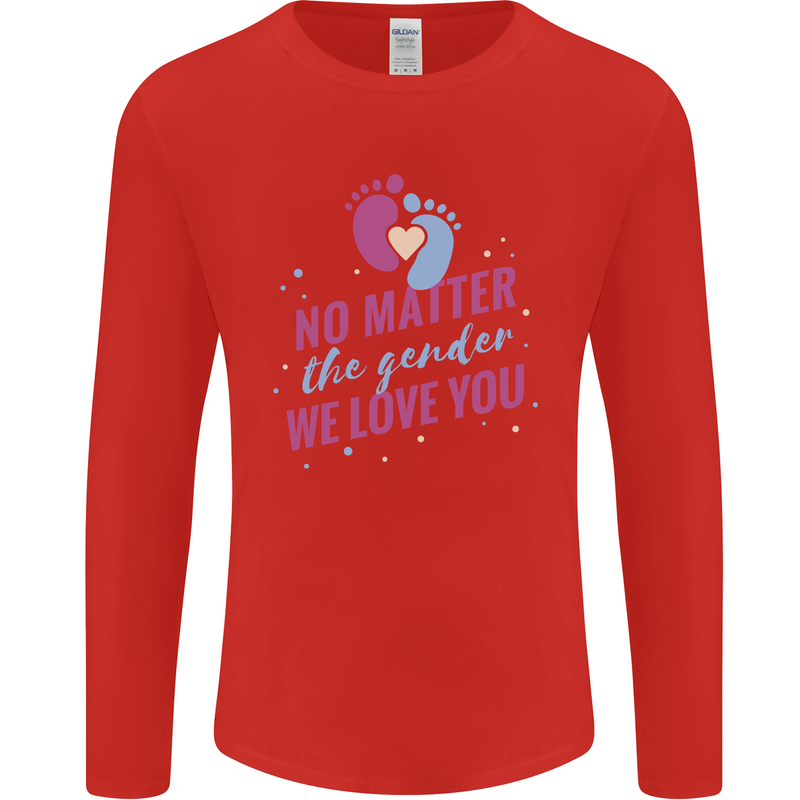 No Matter the Gender New Baby Pregnancy Pregnant Mens Long Sleeve T-Shirt Red