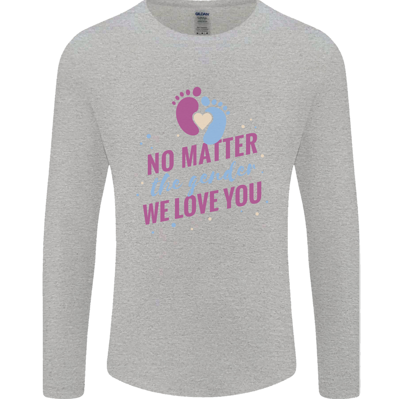 No Matter the Gender New Baby Pregnancy Pregnant Mens Long Sleeve T-Shirt Sports Grey