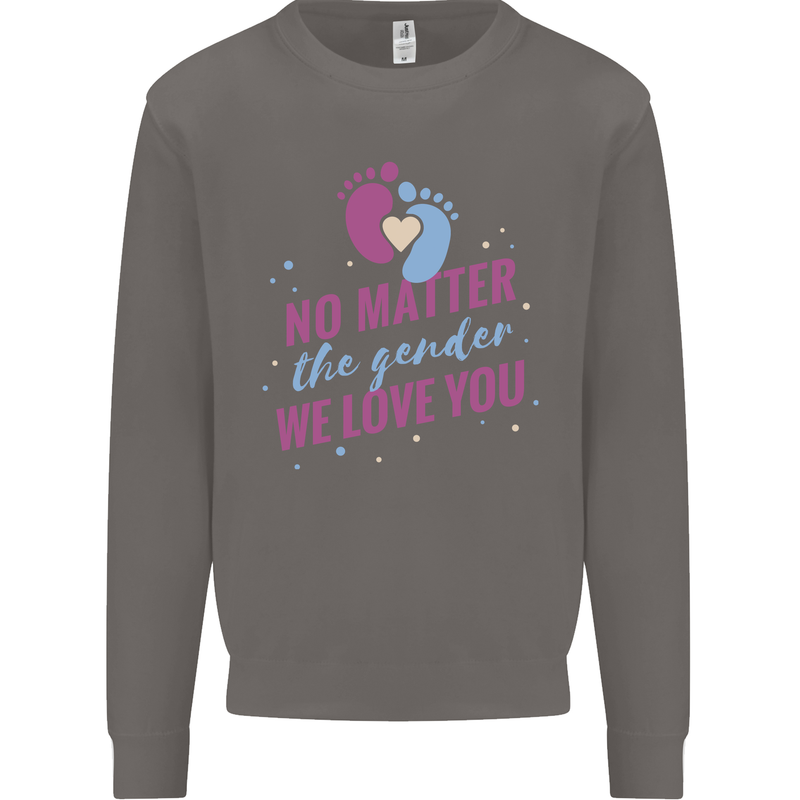No Matter the Gender New Baby Pregnancy Pregnant Mens Sweatshirt Jumper Charcoal