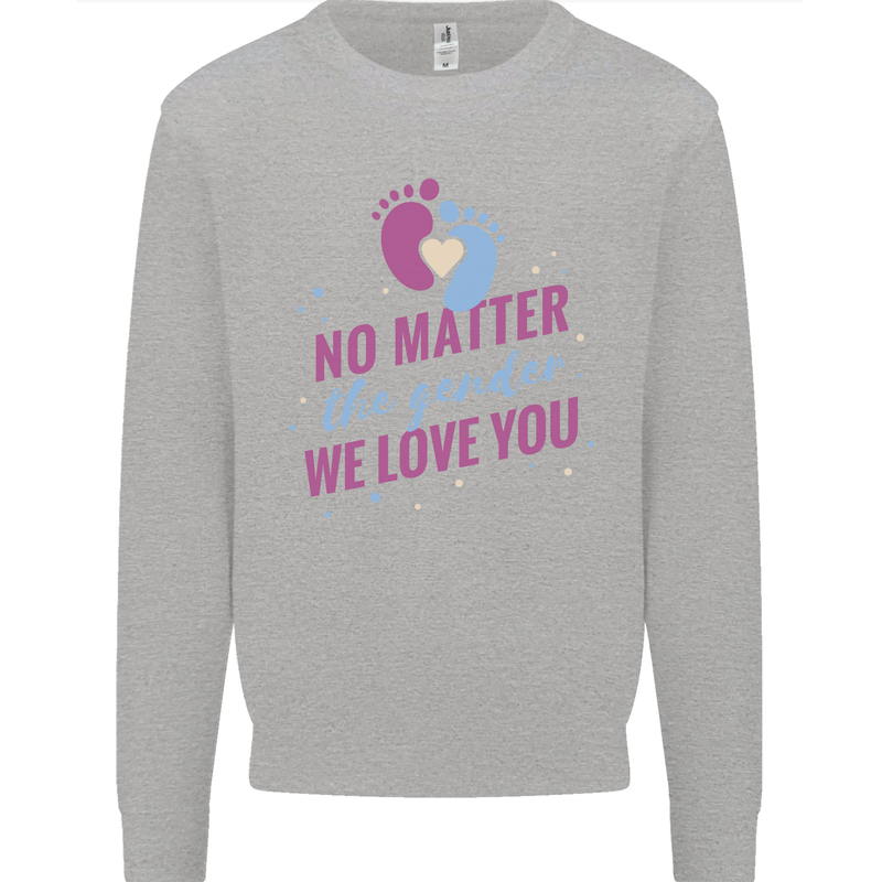 No Matter the Gender New Baby Pregnancy Pregnant Mens Sweatshirt Jumper Sports Grey