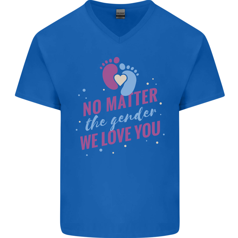 No Matter the Gender New Baby Pregnancy Pregnant Mens V-Neck Cotton T-Shirt Royal Blue