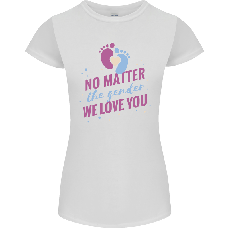 No Matter the Gender New Baby Pregnancy Pregnant Womens Petite Cut T-Shirt White