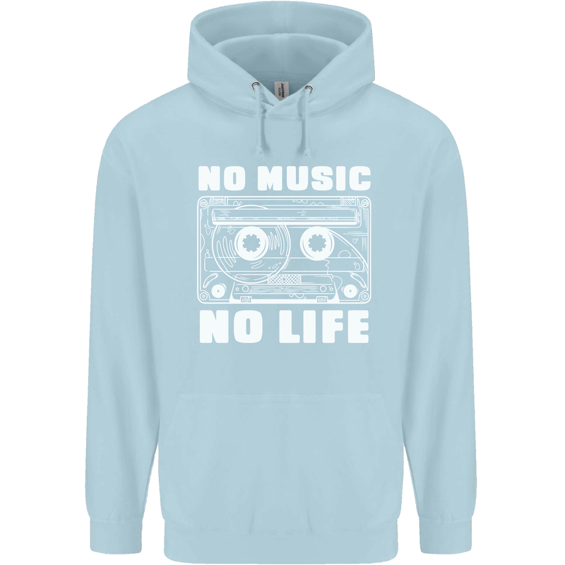 No Music No Life Retro Audio Cassette Childrens Kids Hoodie Light Blue