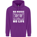No Music No Life Retro Audio Cassette Childrens Kids Hoodie Purple