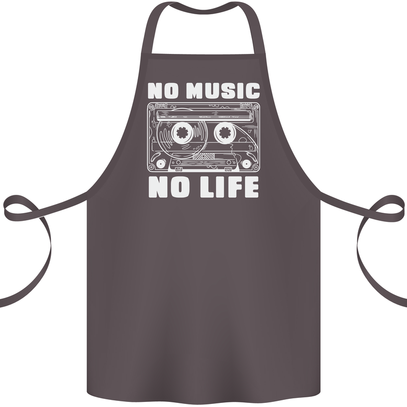No Music No Life Retro Audio Cassette Cotton Apron 100% Organic Dark Grey