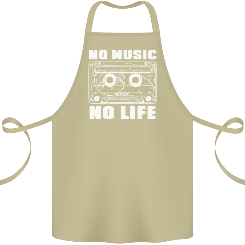 No Music No Life Retro Audio Cassette Cotton Apron 100% Organic Khaki