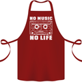 No Music No Life Retro Audio Cassette Cotton Apron 100% Organic Maroon