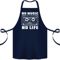 No Music No Life Retro Audio Cassette Cotton Apron 100% Organic Navy Blue