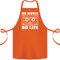 No Music No Life Retro Audio Cassette Cotton Apron 100% Organic Orange