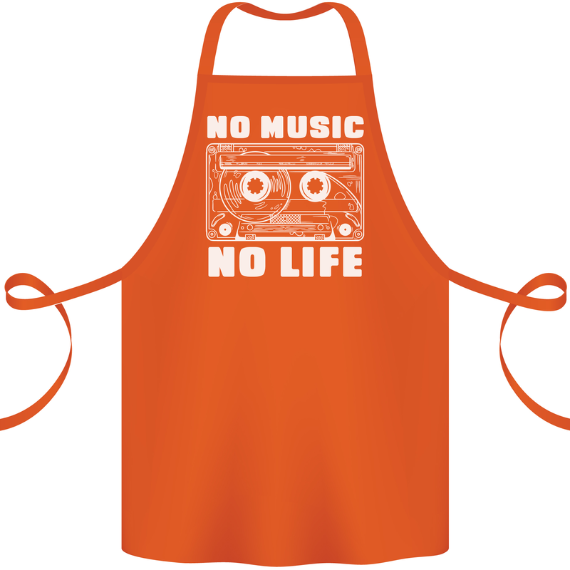 No Music No Life Retro Audio Cassette Cotton Apron 100% Organic Orange