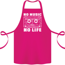 No Music No Life Retro Audio Cassette Cotton Apron 100% Organic Pink