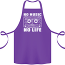 No Music No Life Retro Audio Cassette Cotton Apron 100% Organic Purple