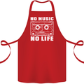 No Music No Life Retro Audio Cassette Cotton Apron 100% Organic Red