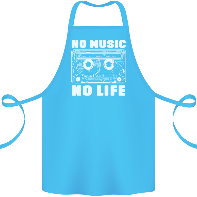 No Music No Life Retro Audio Cassette Cotton Apron 100% Organic Turquoise
