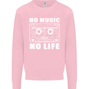 No Music No Life Retro Audio Cassette Kids Sweatshirt Jumper Light Pink